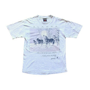 Vtg 1993 Jon Van Zyle Alaska T-Shirt L Wolves Nature Animals Wilderness Outdoor
